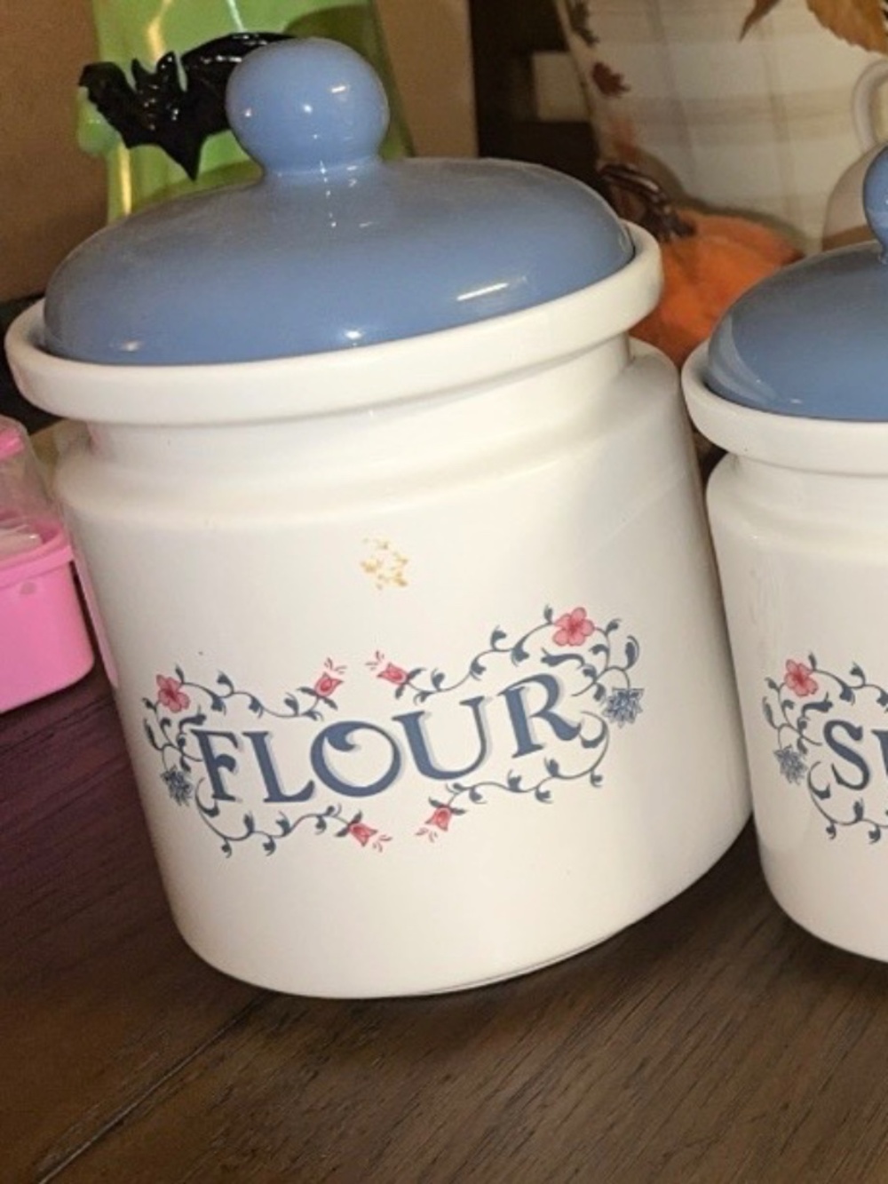 Vintage Ceramic Flour Sugar Coffee Tea Canister Set